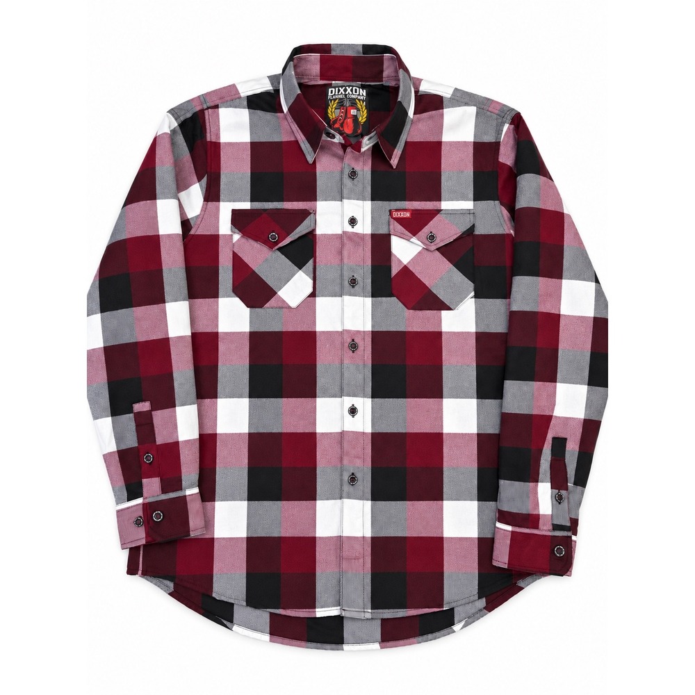 Dixxon Flannel Company Southpaw Plaid Shirt Mens Large Burgundy Black White NEW